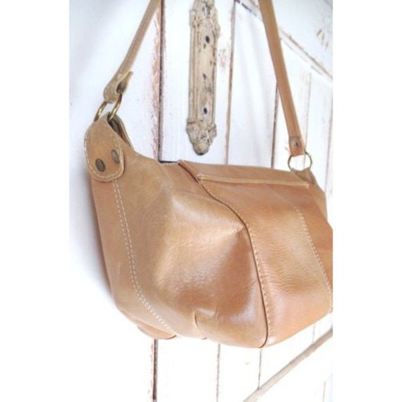 Tan brown leather shoulder purse/light brown leather hand bag - Picture 3 of 7